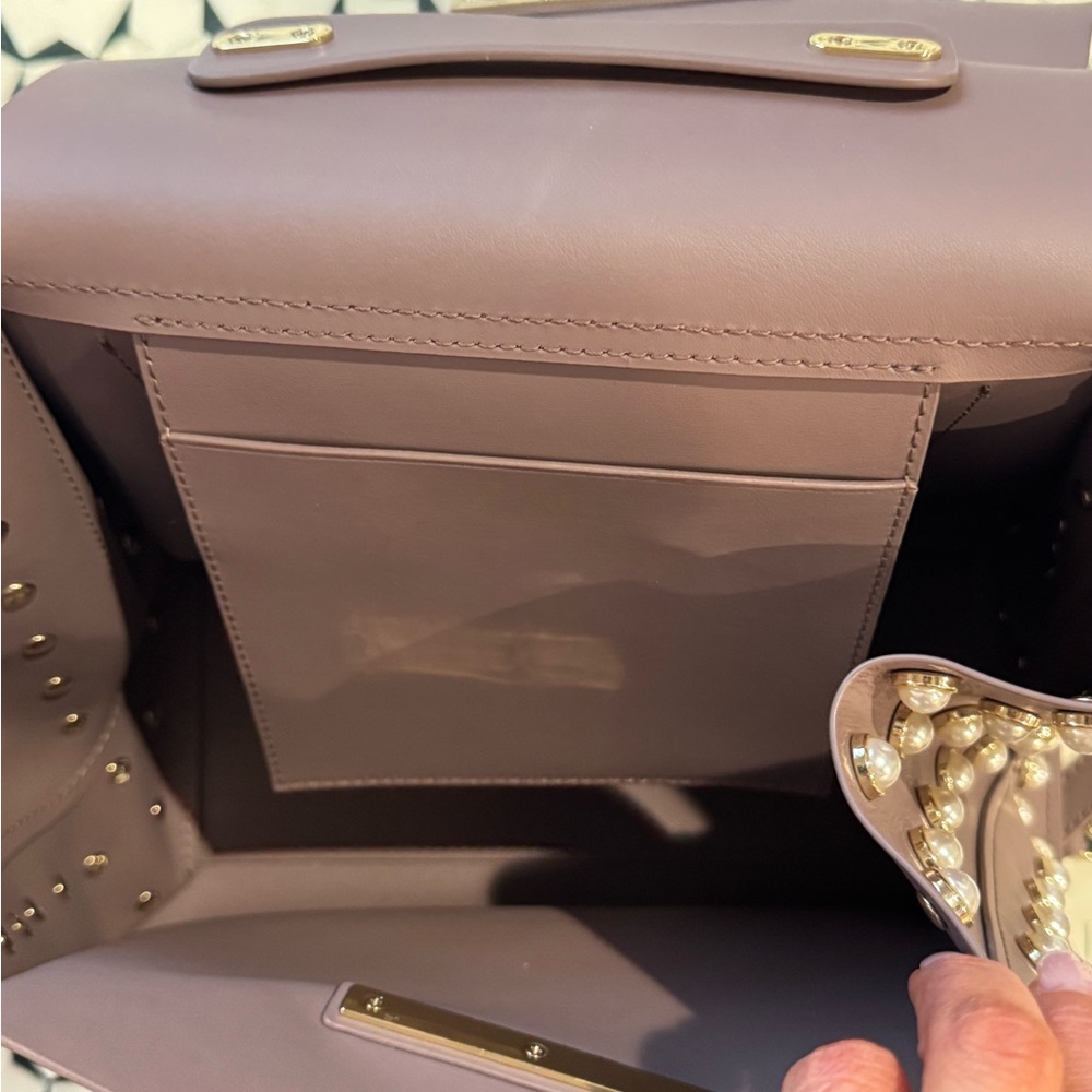 Zac Posen Mauve Pearl-Studded Crossbody Bag - Picture 6 of 8